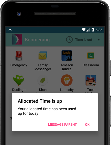 Pixel2-Allocated Time up Child Mode